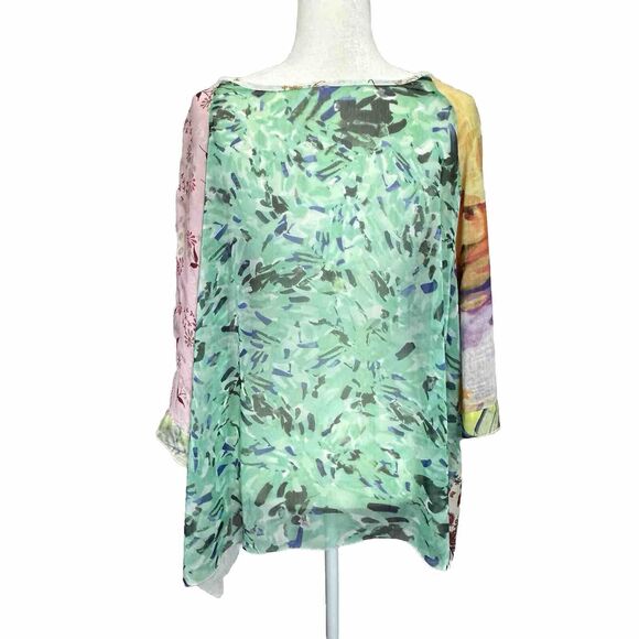 Vtg. Women’s Size 3XL Sheer Pastel Multi Floral Tunic‎ Top Shirt Long Sleeve USA - Picture 4 of 10